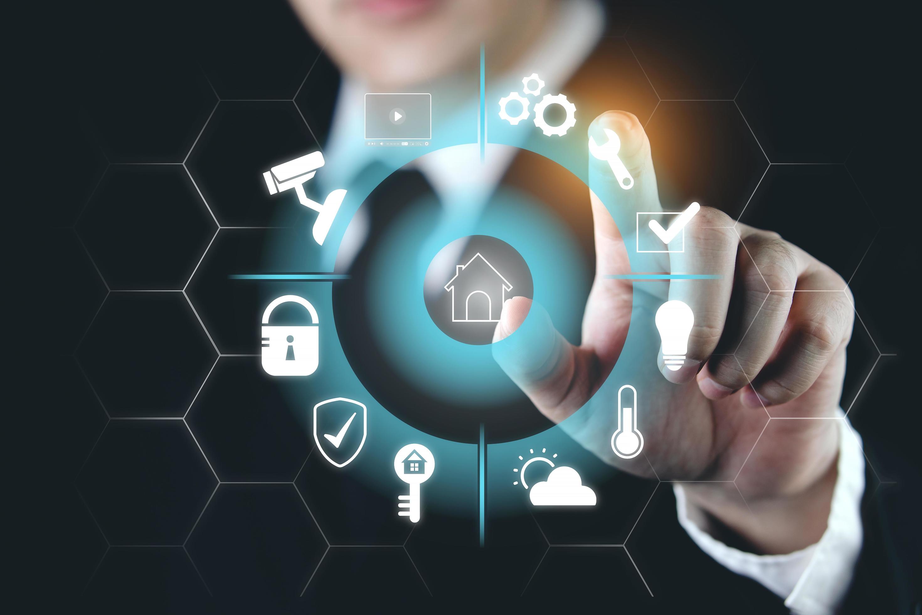 smart-home-concept-with-automation-control-network-technology-innovation-of-home-security-systems-iot-protection-software-design-or-cybersecurity-of-home-devices-free-photo